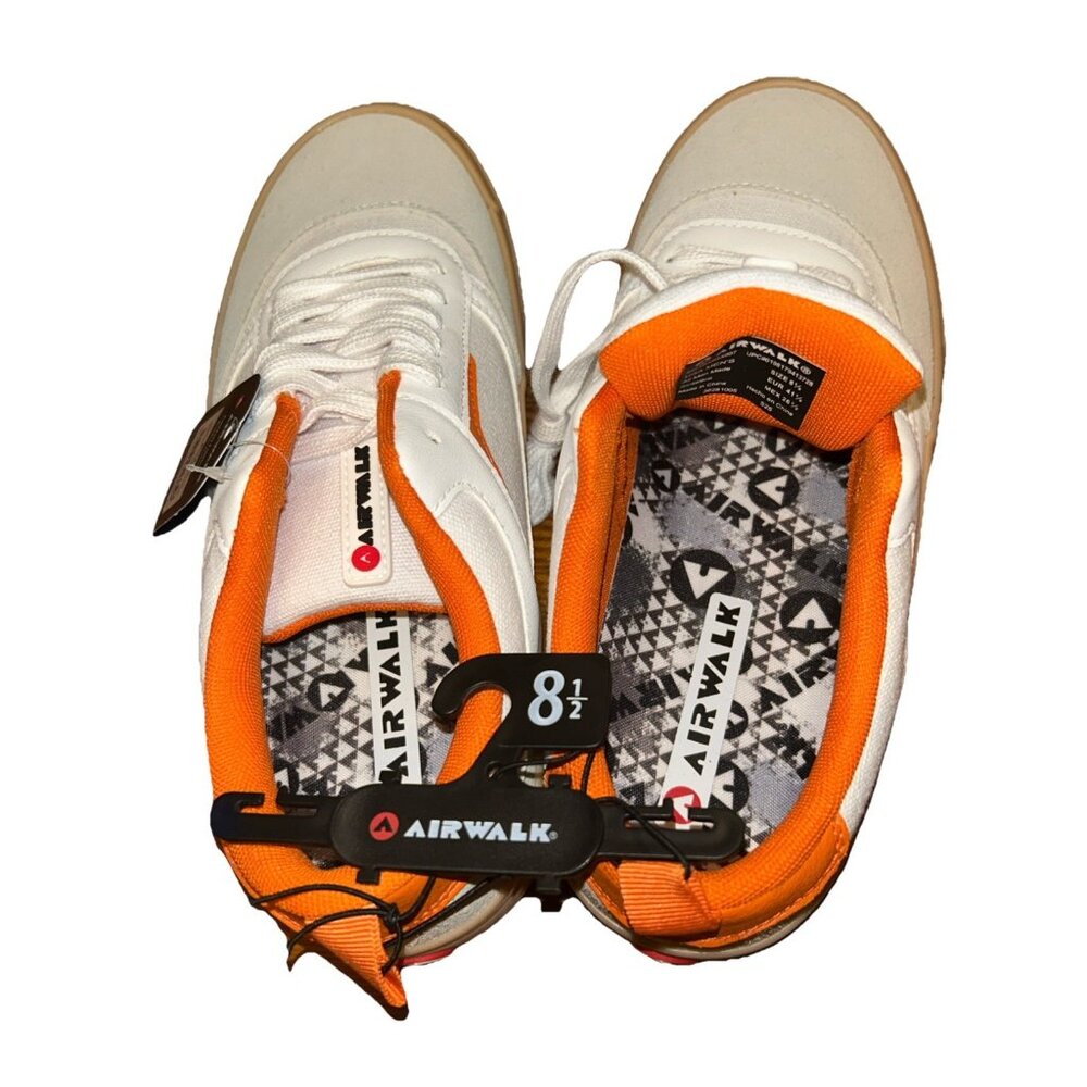 Airwalk Men's Huntington White & Orange Low-Top Lace-Up Canvas Shoes: 8.5